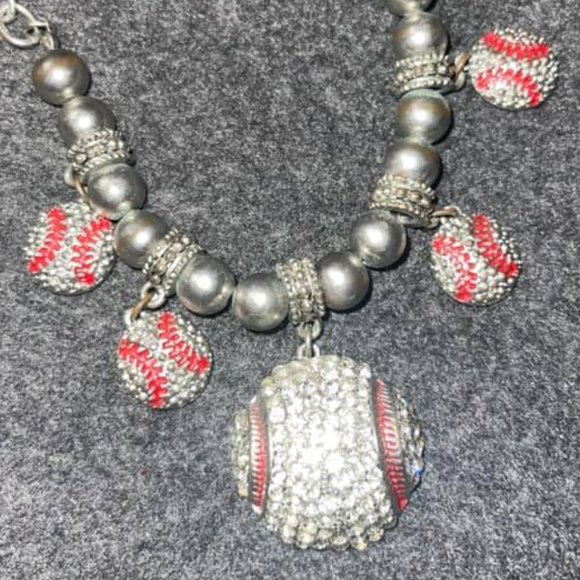 Baseball Rhinestone Necklace - Picture 3 of 6